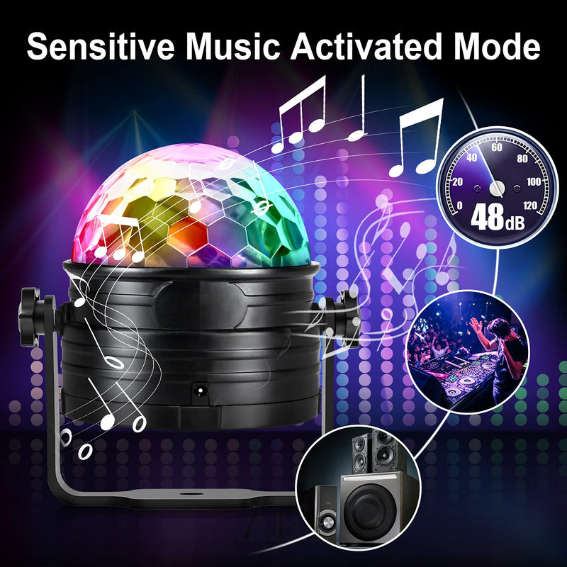LED Disco Lights, 2 in 1 Disco Lights Music Activated with 7 RGB Colors, Night Light, Timer Function, Also USB Powered Disco Lamp for Christmas, Bar, Party, Club, Xmas