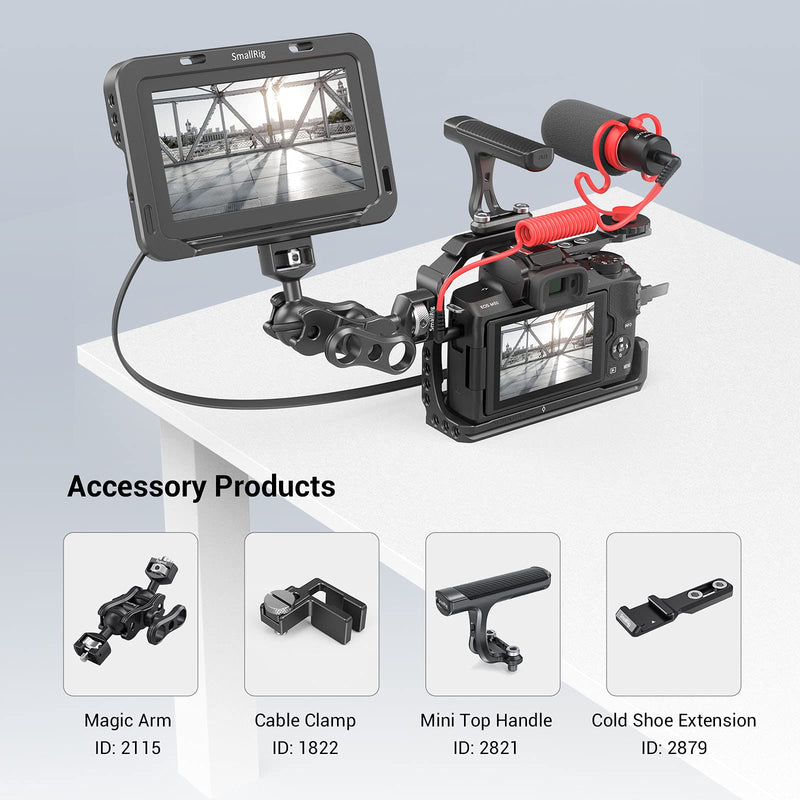 SmallRig M50 /M50 II /M5 Cage (Upgraded) , Aluminum Alloy Video Film Movie Making Rig with Integrated Grip and NATO Rail for Canon M50 /M50 II /M5 2168C M50 and m5 cage