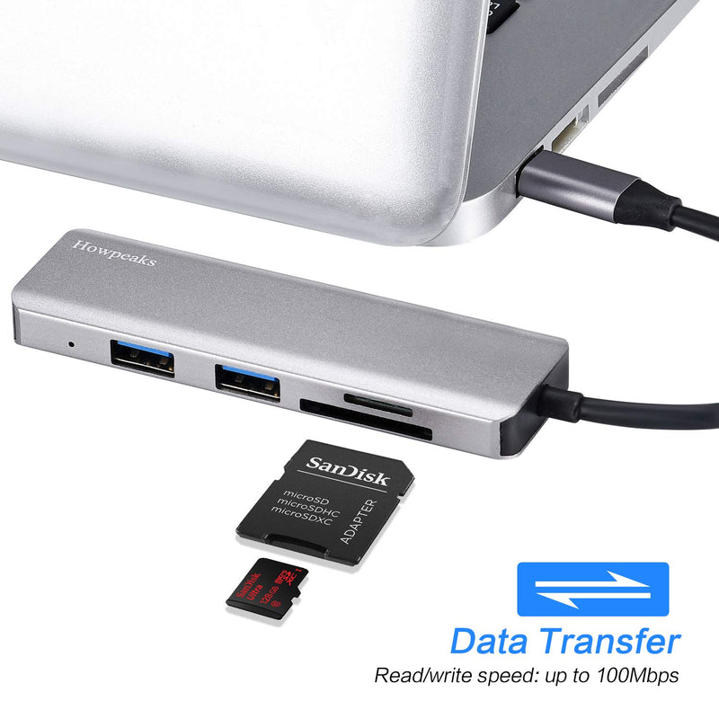USB C Hub 5 in 1 Type C Adapter with 3-Ports USB 3.0 Dongle and SD/TF Card Reader for New MacBook Air, MacBook Pro 2019/2018/2017, ChromeBook and More