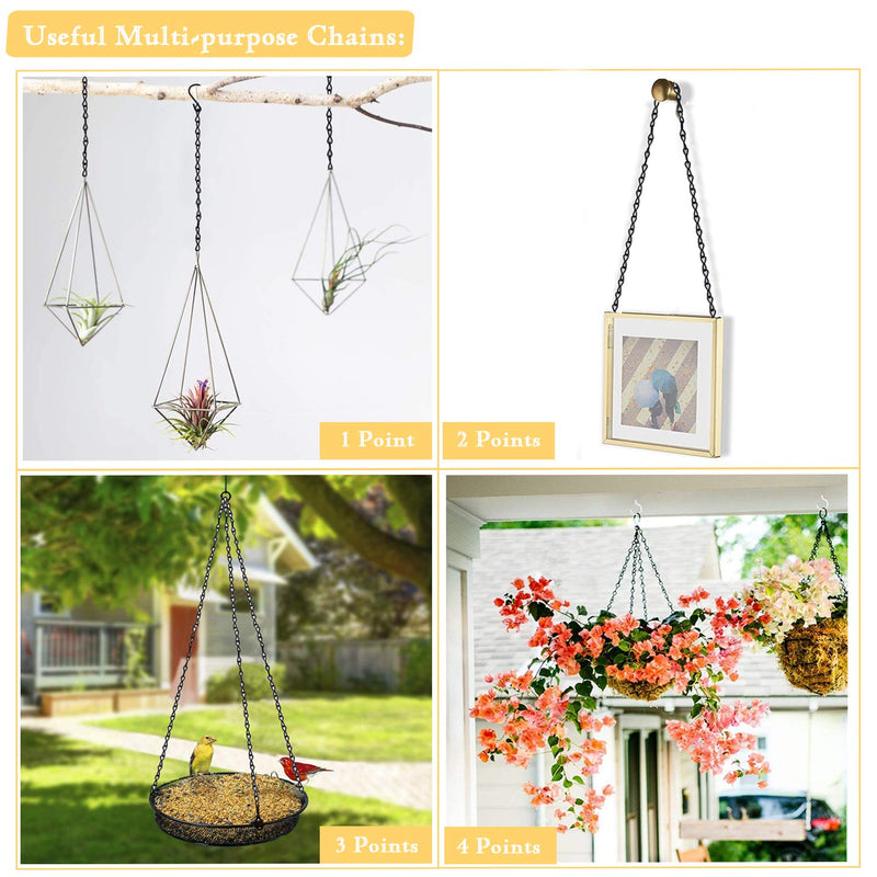 Retro Iron Art Hanging Chain, JUNBEI DIY 195 Inches Adjustable Black Chain Anti-Rust Paint Multi-Purpose Plant Hanging Chain for Hanging Plants, Wild Bird Feeders, Billboards and Decorative Ornaments