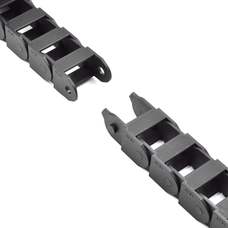 Plastic Drag Chain Cable Carrier Semi Closed with End Connectors R38 18 x 25mm L1000mm for Electrical CNC Router Machines