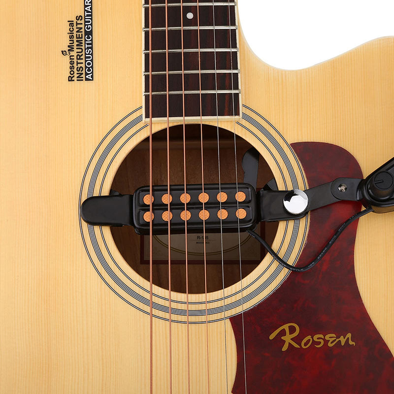 Dilwe 12 Hole Acoustic Guitar Pickup, Magnetic Pickup Transducer with Volume Tone Tuner Kit Accessory for Acoustic Guitar