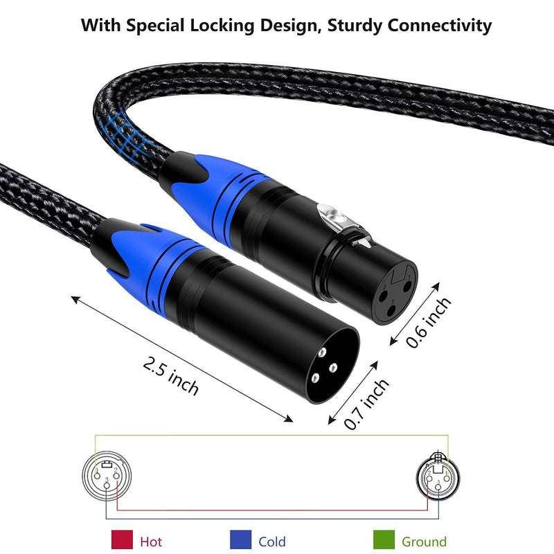 XLR DMX Cables 3ft 6 Pack, Anewbig DMX Stage Lights 3 Ft Feet Cable- Black Braided, 3 Foot, 6pack 3FEET