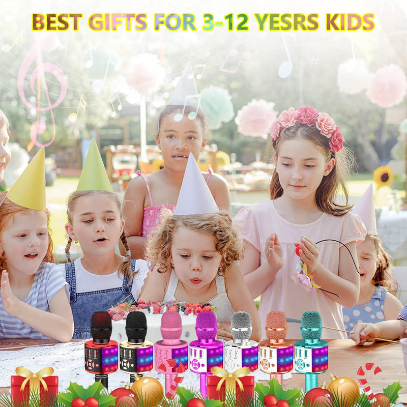 [AUSTRALIA] - Amazmic Karaoke Microphone for Adults, Wireless Bluetooth Microphone for Singing Portable Karaoke Machine Handheld with LED Lights, Gift for Kids Adults Birthday Party, Home KTV(Rose Gold) Rose Gold 