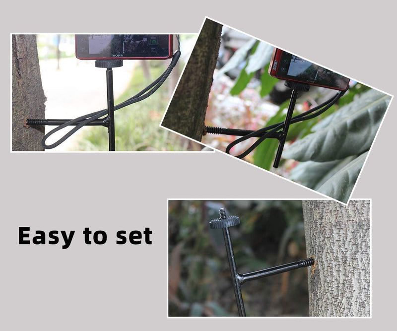 Folgtek 2PCS Trail Camera Mount Tree Holder, 10x11 cm Deer Black Hunting Camera Tree Holder, Trap Camera Tree Mounting Quick Stand, Adjustable Alloy Steel Trail Camera Accessories