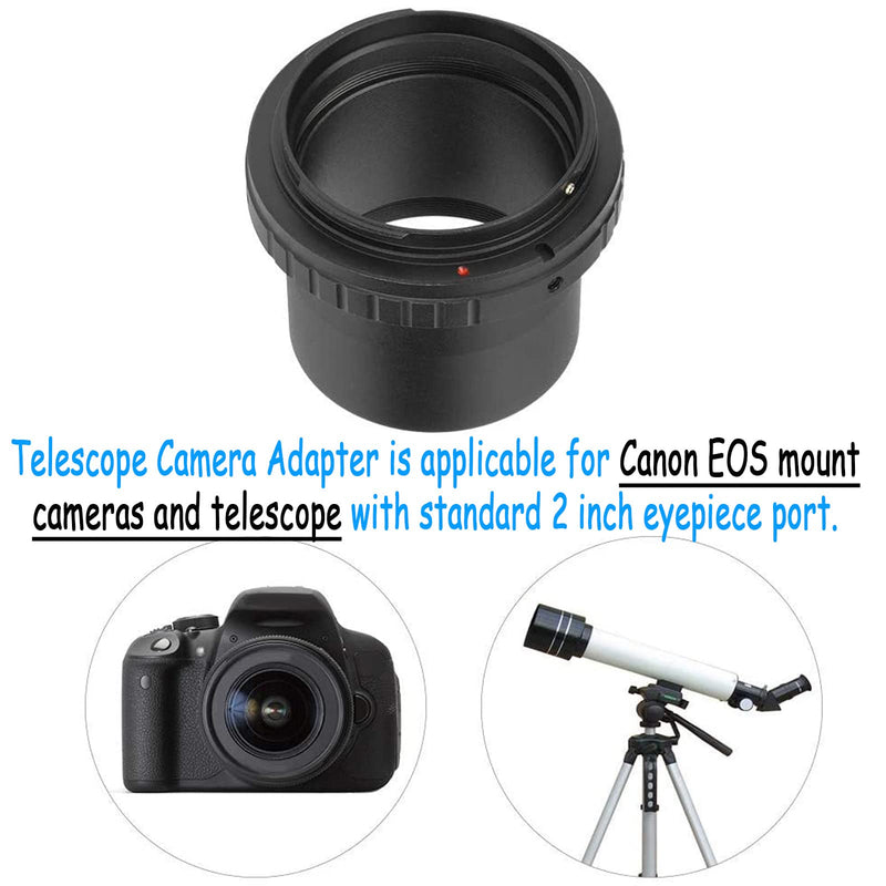 Telescope Camera Adapter for Canon Telescope Adapter, 2 inch Camera Adapter M48 X 0.75mm T Ring Adapter Telescope Mount & Inner/Outer Ring Double Structure, for Canon EOS Mount Camera 2in Eyepiece