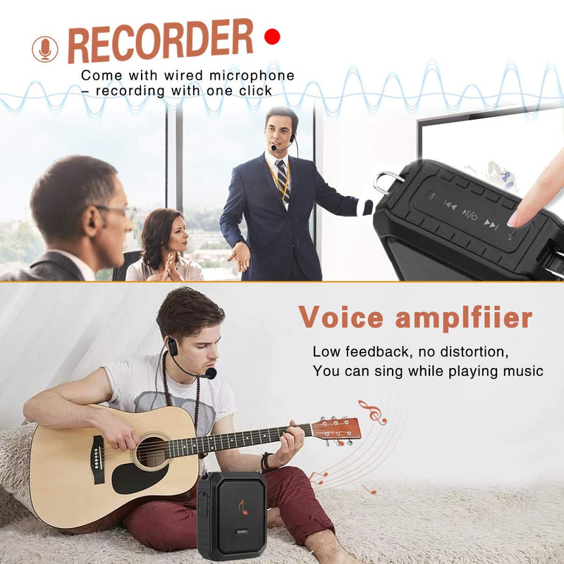 [AUSTRALIA] - SHIDU Voice Amplifier Speaker with Portable Microphone Headset, 18W Wired Mic and Speaker Mini Amp Waterproof Personal Voice Saver Rechargeable Bluetooth Loudspeaker for Teachers, Classroom, Elderly 