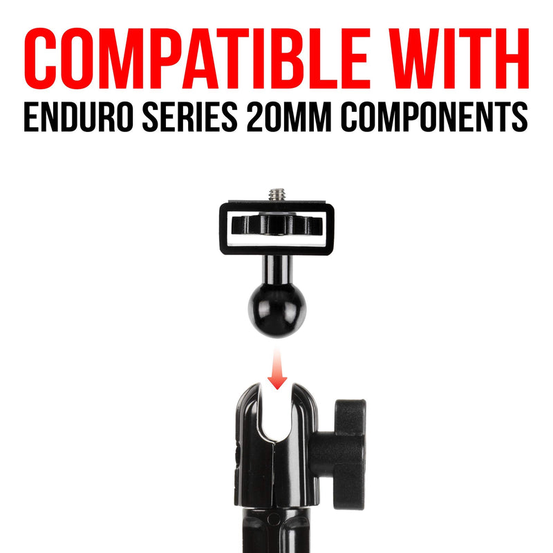 Aluminum Camera Adapter with 1/4"-20 Screw and 20mm Ball. Black Tightening Ring. No Tools Needed. Tackform Enduro Series