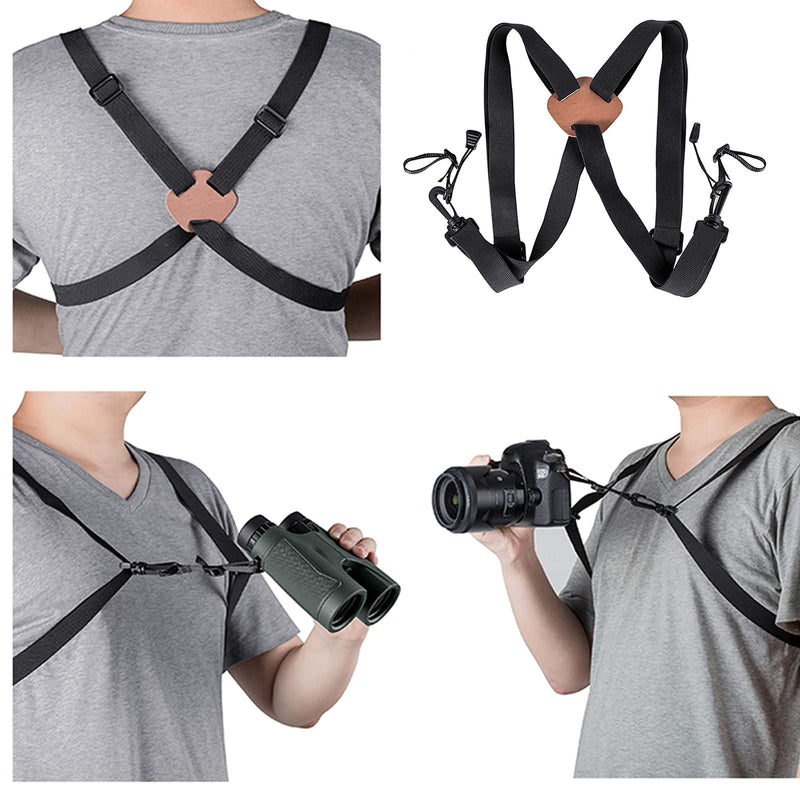 Ismeally X-Shape Binocular Harness Strap Adjustable Binocular Strap Carrier Elastic Durable Shoulder Chest Straps Optics Accessories for Binoculars Rangefinders Camera DSLR