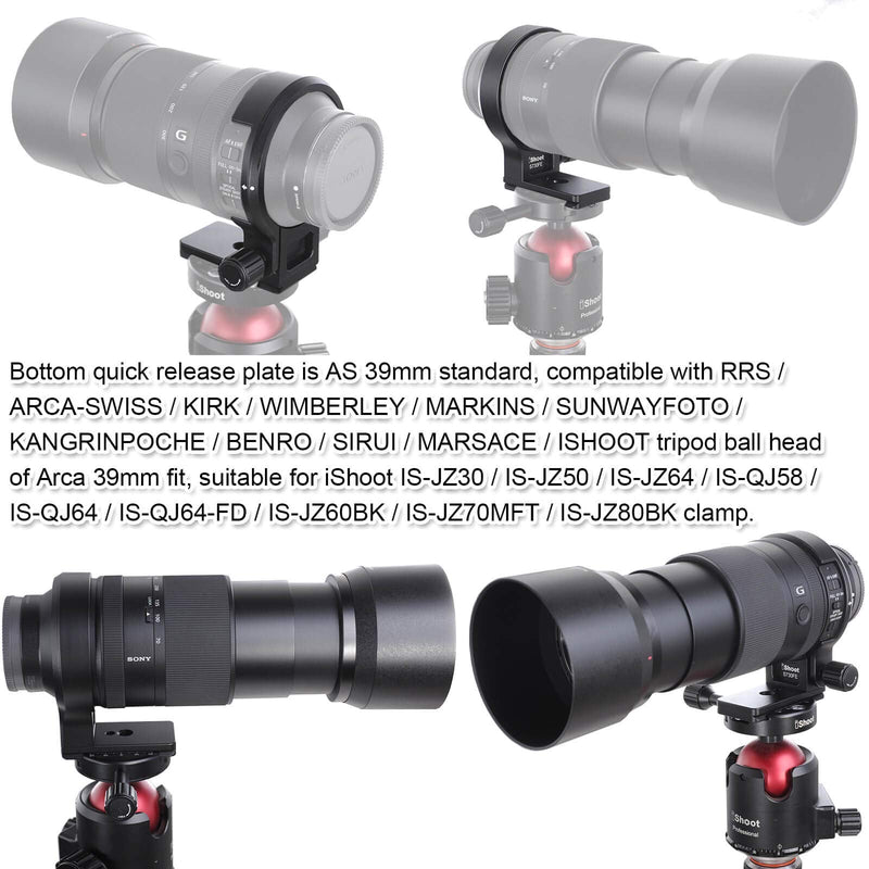 [AUSTRALIA] - iShoot Metal Lens Collar, CNC Tripod Mount Ring Support for Sony FE 70-300mm F4.5-5.6G OSS Lens, Bottom is ARCA Fit Quick Release Plate Compatible with Tripod Ball Head of ARCA-Swiss Type 