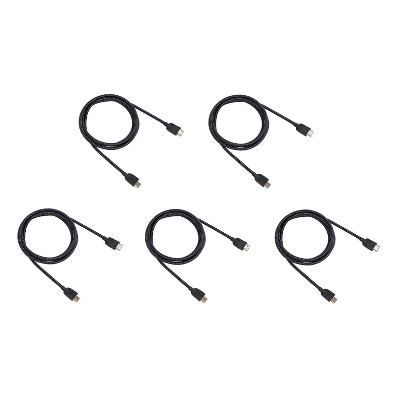 Amazon Basics Nylon-Braided 4K, 18Gbps HDMI to HDMI Cable, 6 Foot - Pack of 5 6-Foot 5-Pack