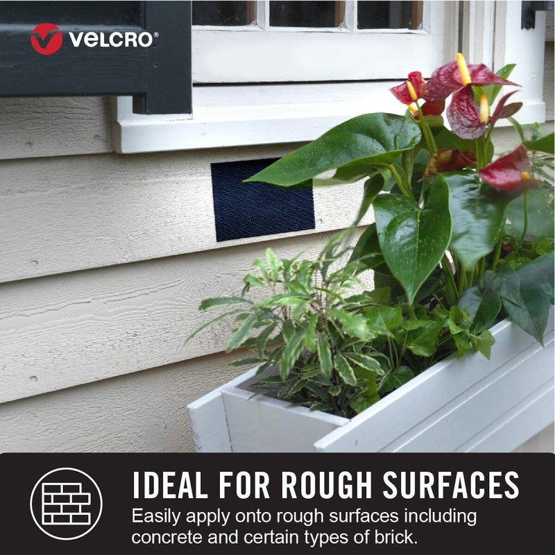 VELCRO Brand Outdoor Wide Heavy Duty Strips | 6" x 4" Pk of 3| Holds 15 lbs | Black Extreme Industrial Strength Adhesive Fasteners | Strong Weather Resistance for Rough Surfaces 6in x 4in (3pk)
