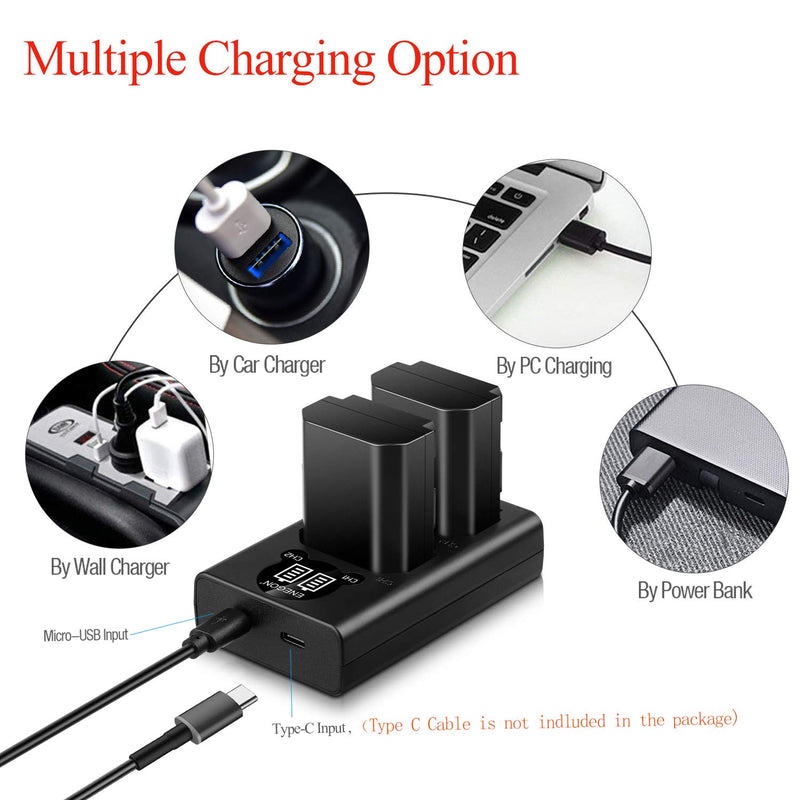 ENEGON NP-FZ100 Replacement Battery (2-Pack) and Rapid Dual USB Charger Set for Sony NP-FZ100,Sony Alpha 9,Sony A9,Sony Alpha 9R,Sony A9R,Sony Alpha 9S,Sony A9S,Sony A7RIII A7R3,Sony a7iii,a7riv,a7r4