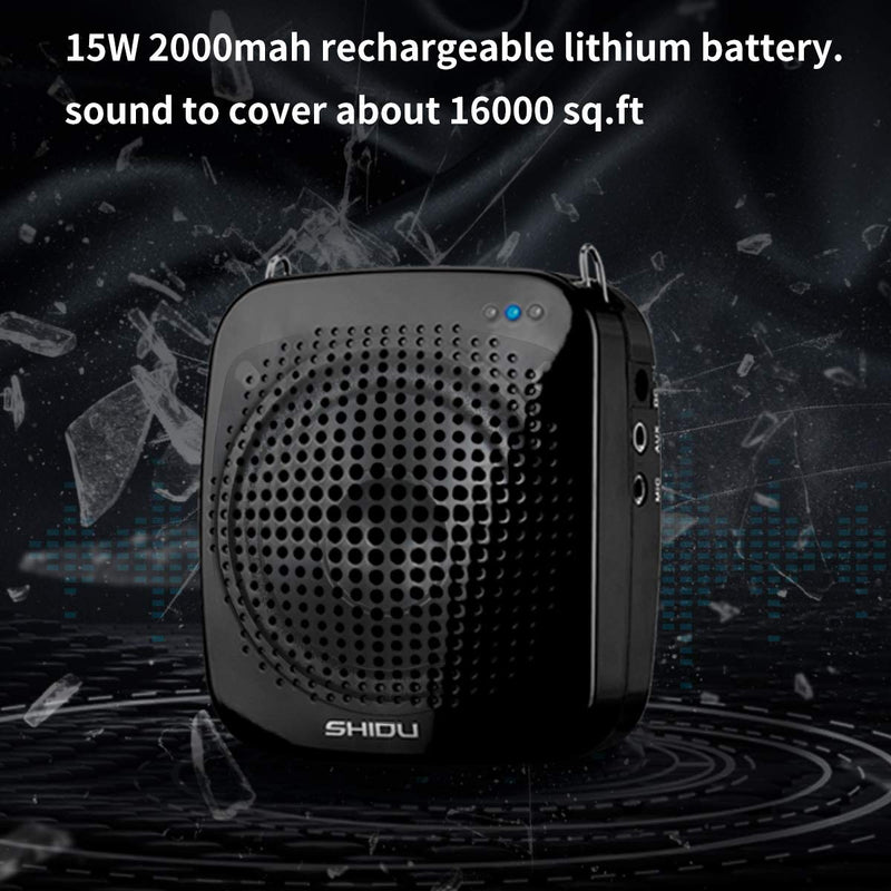 [AUSTRALIA] - SHIDU Voice Amplifier with Microphone Headset, 2000 mAh Rechargeable 15W Portable Amplifier Pa Amp Speaker for Teachers, Classroom,Meetings and more 