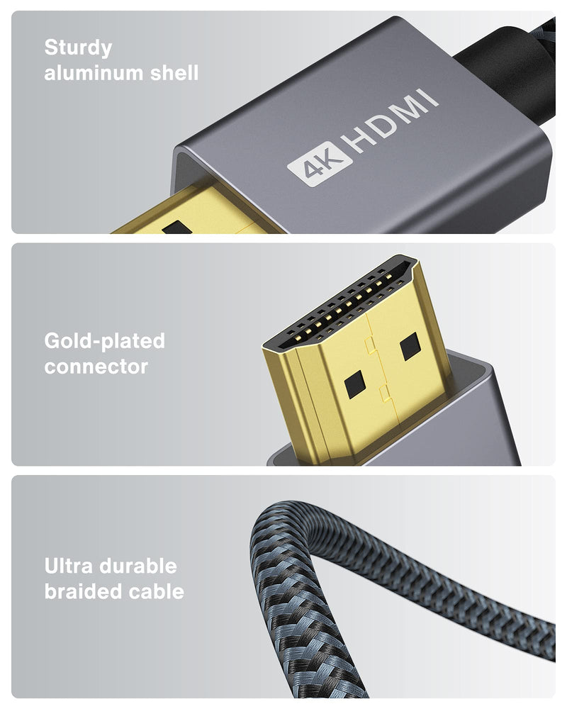 4K HDMI Cable 6.6 ft, iVANKY High Speed 18Gbps HDMI 2.0 Cable, 4K HDR, 3D, 2160P, 1080P, Ethernet - Braided HDMI Cord 32AWG, Audio Return(ARC) Compatible UHD TV, Blu-ray, PC, Projector 6.6 feet Grey 1