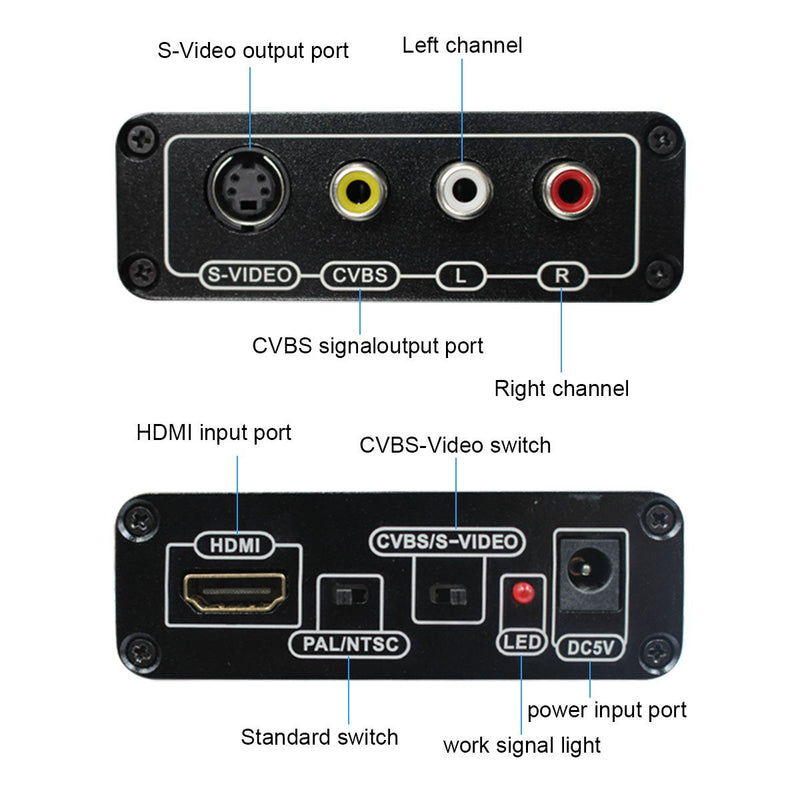 Mini 1080P HDMI to AV 3RCA CVBs Composite & S-Video R/L Video Audio Converter Adapter Supporting PAL/NTSC for PC Laptop Xbox PS4 PS3 TV STB VHS VCR Camera DVD