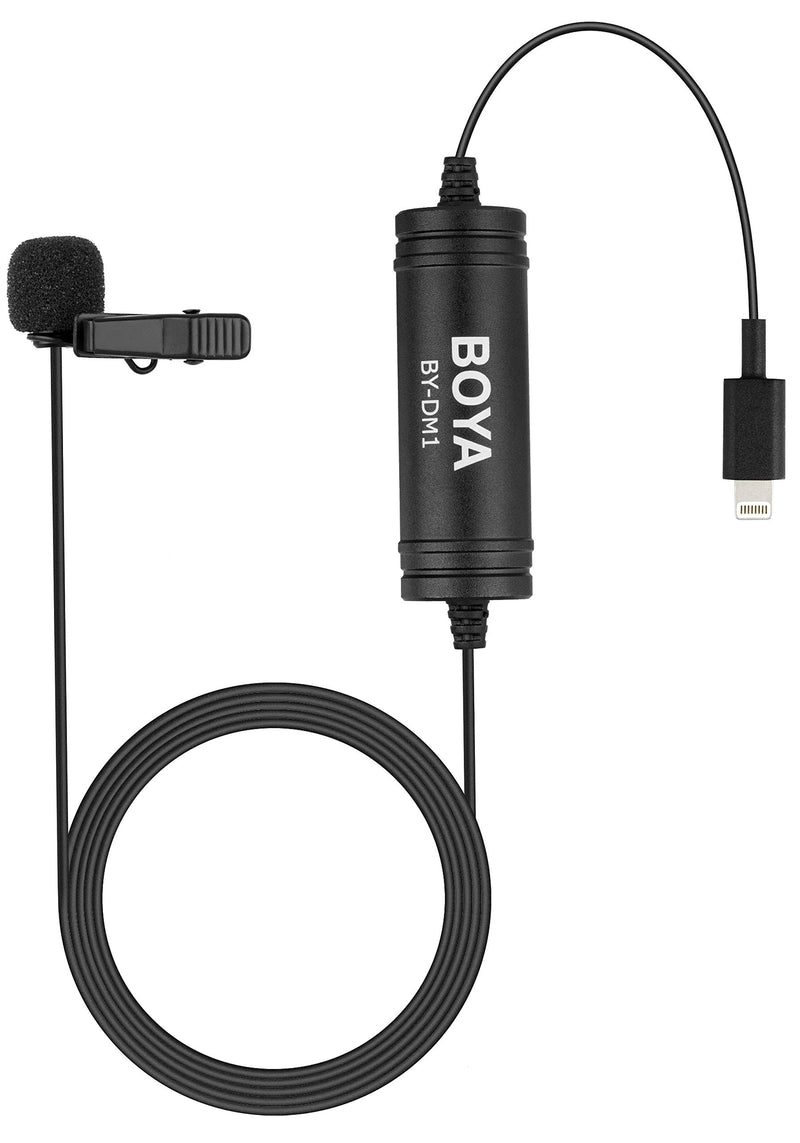 [AUSTRALIA] - 236''/6m BOYA by-DM1 Lavalier Microphone Lapel Clip-on Mic with Lightning Connector Compatible with iOS iPhone11 X 8 7 6 Plus iPad iPod for YouTube, Interview, Podcast, Speech, Conference,Vlogging 