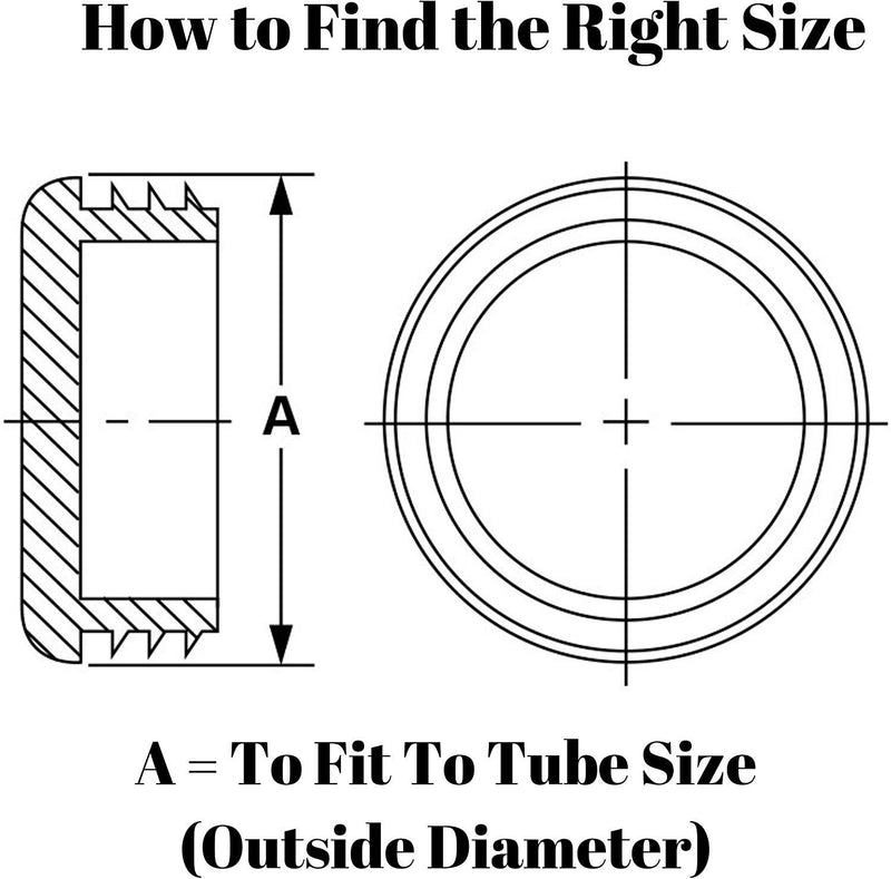 (Pack of 4) 1-3/8" OD Round Plastic Plugs (14-20 Ga - 1.21" to 1.33" ID) - Hole Size | 1.375 Inch Head Dia | Furniture Finishing caps | Fitness Eqpt End Caps | Fencing Post Inserts | by SBD