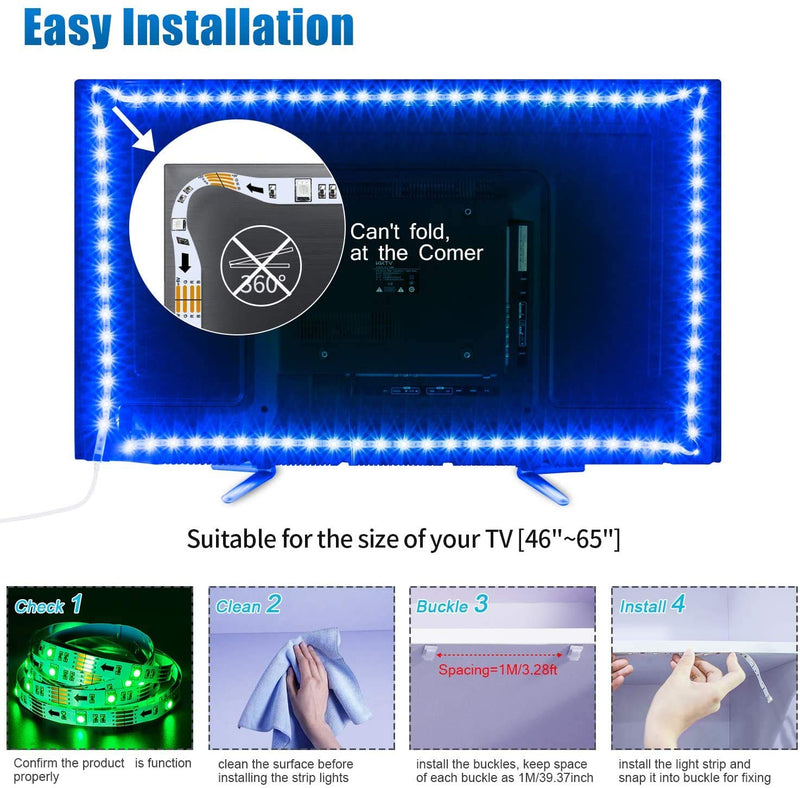 TV LED Backlight,SHINELINE 20ft USB LED Light Strip with 24 Key Remote Control RGB SMD 5050 LED Lights for TV 46-65inch Large Size DIY Decoration(2RollX10ft)