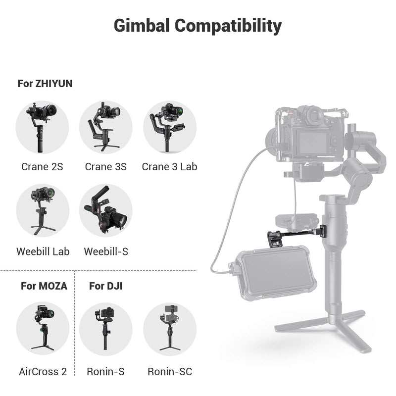 SMALLRIG Adjustable Camera Monitor Mount for DJI Ronin-S/Ronin-SC & ZHIYUN Crane 2S/Crane 3/3S/WEEBILL-S & MOZA AirCross 2 Gimbals - 2889