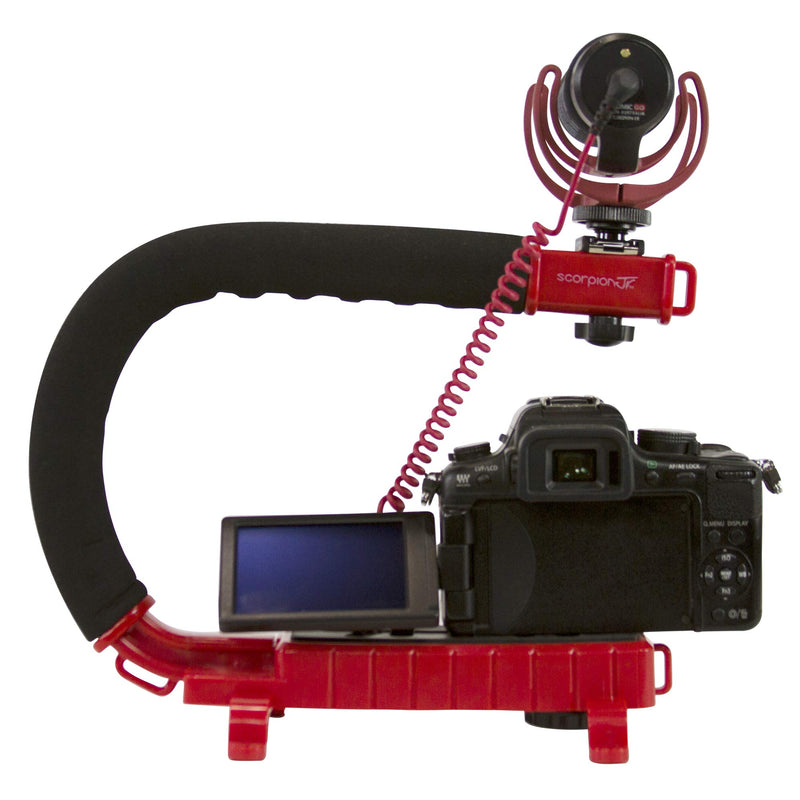 [AUSTRALIA] - Cam Caddie Scorpion Jr Lite Camera Stabilizer - Stabilizing Steadicam Handle with Cold Shoe Mount for Camcorders and Smartphones - Red 