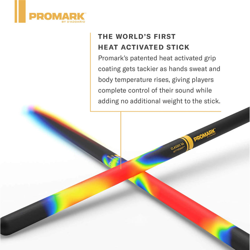 ProMark Classic 5A ActiveGrip Drumsticks (TX5AW-AG) Black