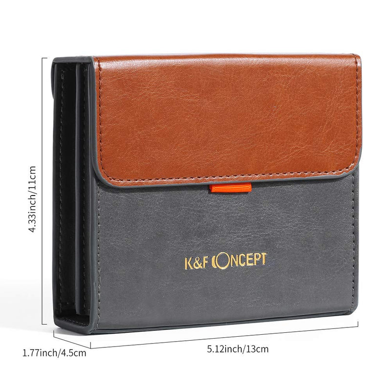 K&F Concept Lens Filter Case, Leather Carrying Filters Bag Pouch For Square ND CPL etc Filters up to 100x100mm