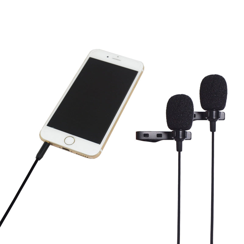 [AUSTRALIA] - Riqiorod Dual Lavalier Microphone, Lapel Interview Clip-on Mini Omnidirectional Condenser Mic with TRRS to TRS Adapter for iPhone Android Smartphones iPad Media Player Xbox One Gaming Laptop, 5 Feets 