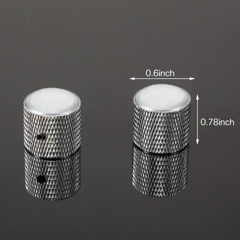 2 Packs Telecaster Knobs Bass Guitar Knobs Volume Tone Control Dome Knobs (Silver)
