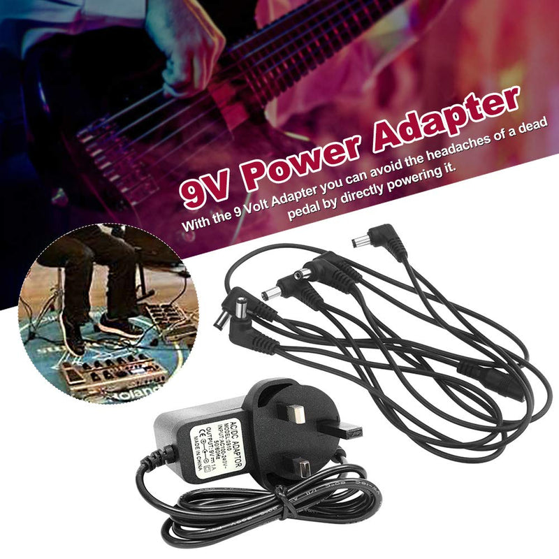 Guitar Pedal Power Supply Adapter, 9V 1A Tip Negative 3 Way 6 Way 8 Way Daisy Chain Cables for Effect Pedal