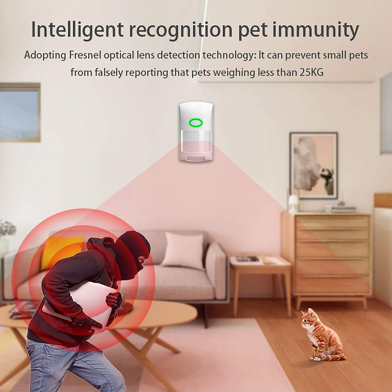 Smart Motion Sensor, WiFi Wireless Security Alarm,with Free Notification Tuya APP Control Home Security PIR Motion Detector, Compatible with Alexa, Siri