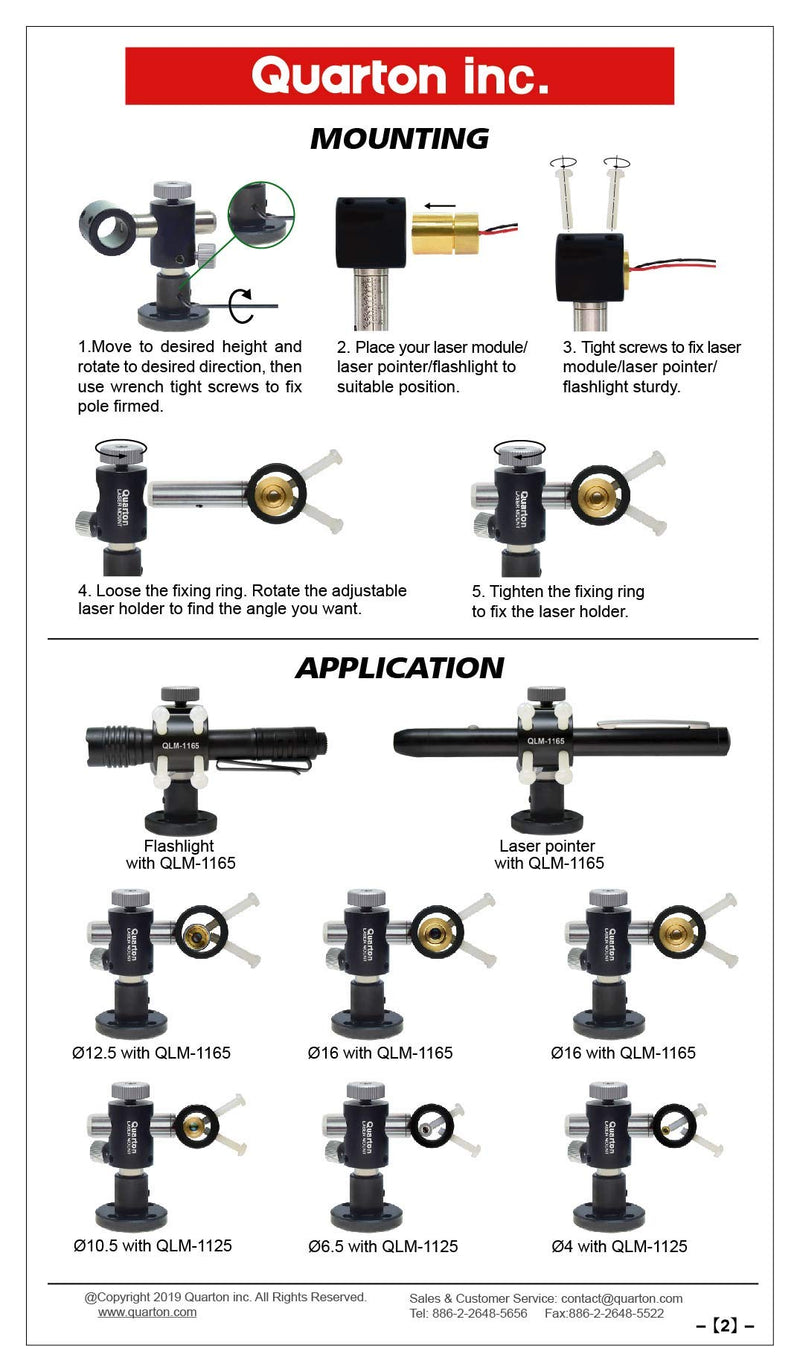 Quarton QLM-1225 Laser Module Mount Holder, 16.5mm to 22.5mm