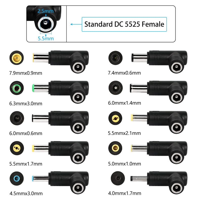 [AUSTRALIA] - RIIEYOCA 90 Degree 240 Watt DC Power Connector Adapter, 5.5mm x 2.5mm Female Plug to 4.5mm x 3.0mm Male Jack, for Laptop Power Connection Conversion (2-Pack) DC 5525 Female to 4530 mm Male 
