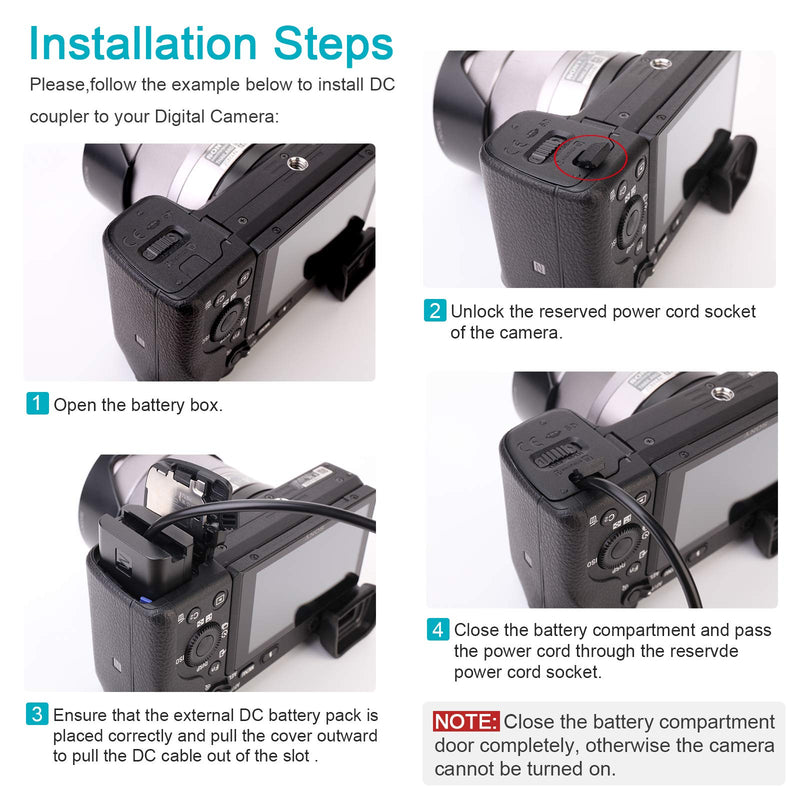 kocackoo AC-PW20 DC Coupler Replace of NP-FW50 Battery, USB Power Cable Replacement for AC Power Adapter, Dummy Battery for Sony A7 A7R A7S A7SII A6500 A6300 A6100 A6000 NEX5 DSC-RX10 II III IV