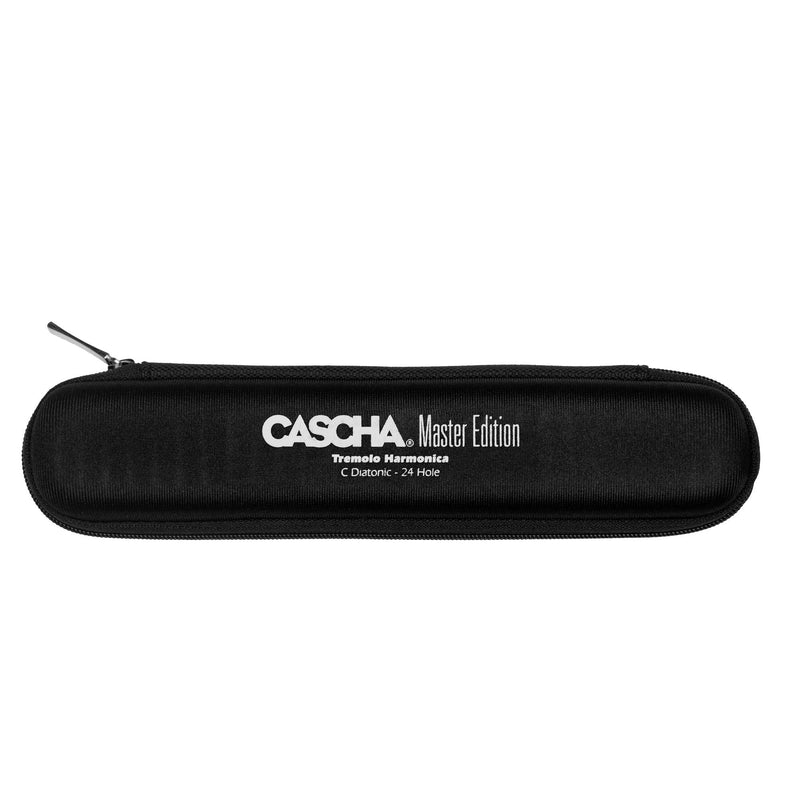 CASCHA Master Edition Tremolo Harmonica, 24 holes, C-major, including soft case and care cloth, professional diatonic tremolo harmonica, black