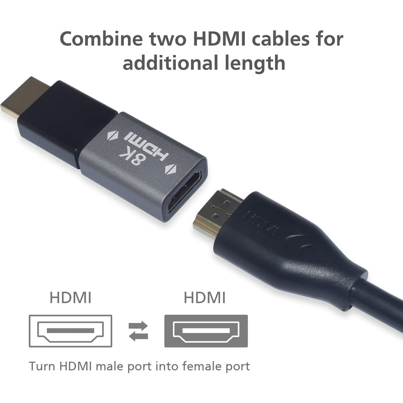 AGVEE [4 Pack] HDMI Female to Female Adapter, 8K HDR HDMI 2.1 Coulper Extension Connetor, Backward Compatible with 4k@60HZ, Alloy Shell for TV Stick Roku Chromecast Switch Xbox PS4 Laptop, Gray Gray 4 Pack