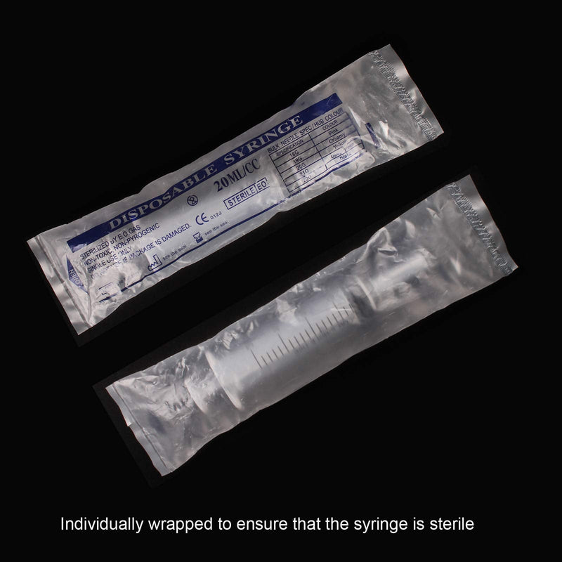 6 Pack 20ml Plastic Syringe with 6 caps, Large syringes without needle for Scientific Labs,pipettes, irrigation,feeding ,food ,jello shot,Multiple Uses Tools