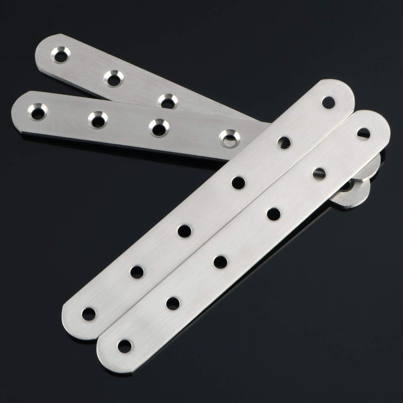 Alise 6-1/5-Inch Length Stainless Steel Flat Straight Brace Brackets Mending Plates Repair Fixing Bracket,J7350-4P 4 Pcs Brushed Finish 6-1/5 Inch(4 Pcs)