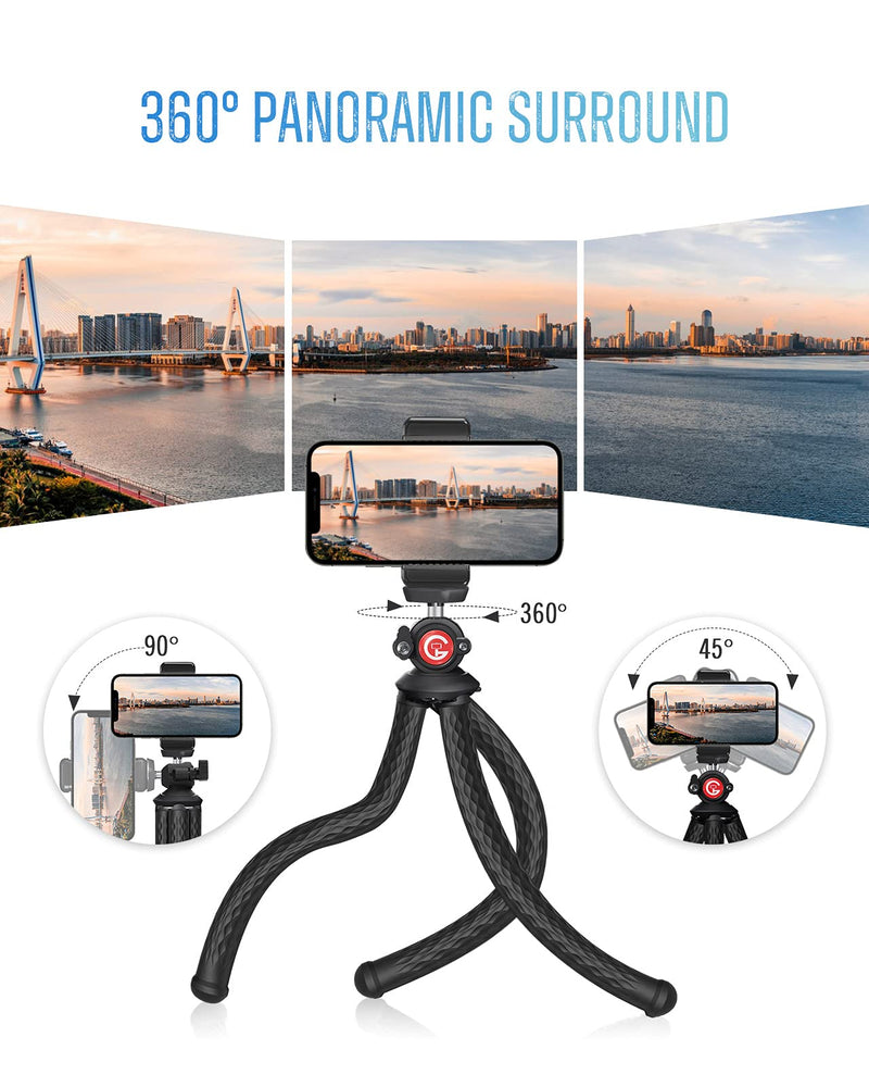GooFoto Phone Tripod, Flexible Tripod for iPhone, Android Cell Phone and Camera, Portable Small Tripod with 7 Aluminum Cores & Universal Clip for Video Recording/Vlogging/Selfie