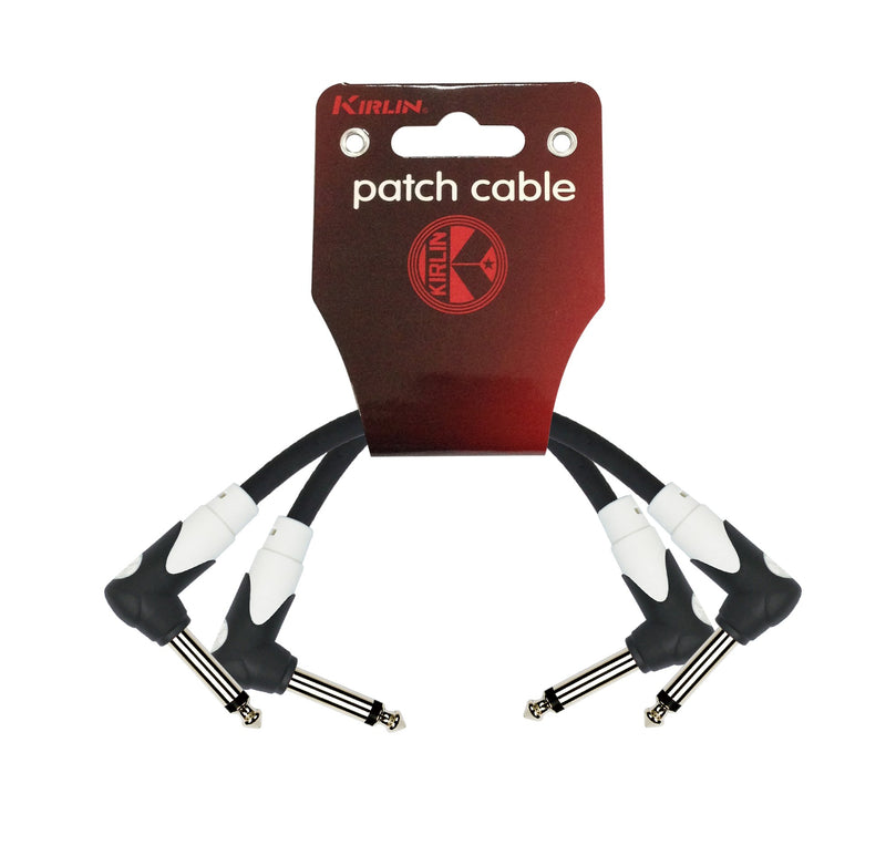 [AUSTRALIA] - Kirlin LightGear LG2-203-6''/BK - 6 Inch –Guitar Patch Cable with Right Angle Ends, Black PVC Jacket, 2 Pieces/Pack 