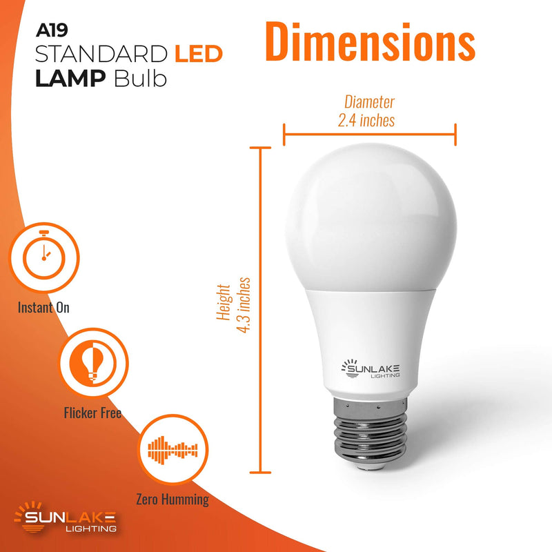SunLake 10 Pack Standard LED Light Bulb, A19, E26 Base, 4000k Cool White, 15 WATT (100 WATT Equivalent) , 1600 LUMENS, Dimmable , UL & Energy Star Cool White - 4000K 15 Watt - 10 Pack