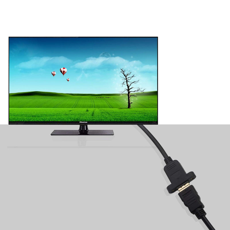HDMI Panel Mount 90 Degree Extension Cable,HDMI Femlae to 90 Degree Left Male Connector Wire, with Screw Hole Panel Mount,Support 4K 60hz 3D TV, Roku, Xbox360 eat. (Angle Left) Angle Left-0.5m