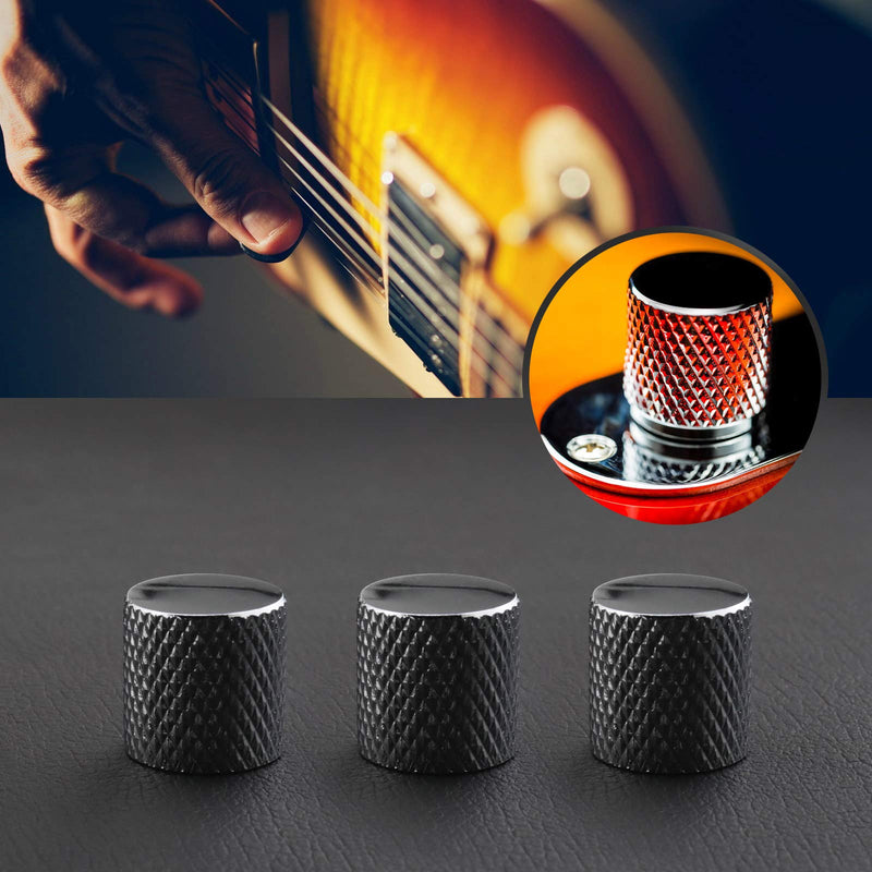 4Pcs Silver Guitar Tone Volume Control Knobs Metal Flat Top Control Knobs 6mm Diameter Shaft Dome Style For Electric Guitars Bass Replacement Part