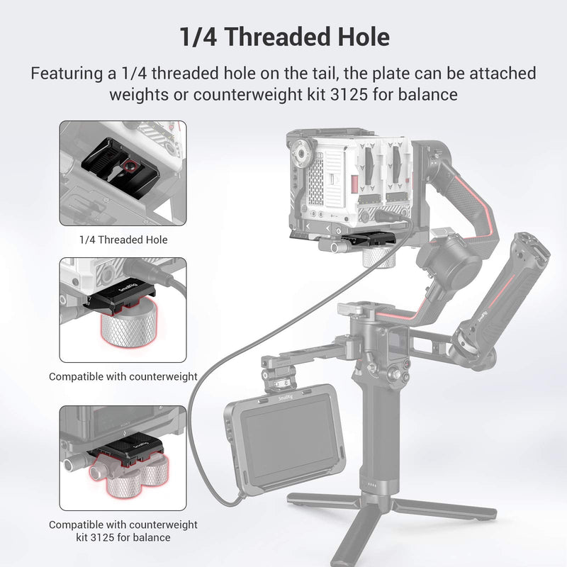 SMALLRIG Quick Release Plate for Manfrotto-Type Compatible with DJI RS2, RSC2 and Ronin-S (RS 2/ RSC 2/ RS) Gimbal - 3158