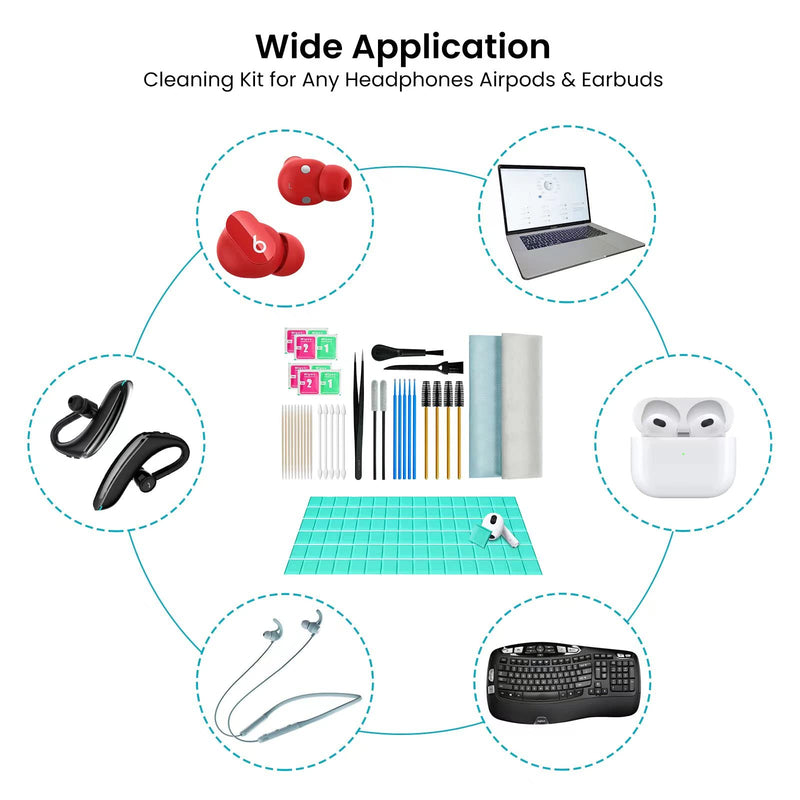 MUIIGOOD Airpods Cleaner Kit 220 Pcs Airpod Cleaning Putty Remove Ear Wax, Phone Cleaning Set Clean Brush Microfiber Cloth for Airpods Pro/1/2/3 Charging Case Headphones Phone Camera Hearing Aids