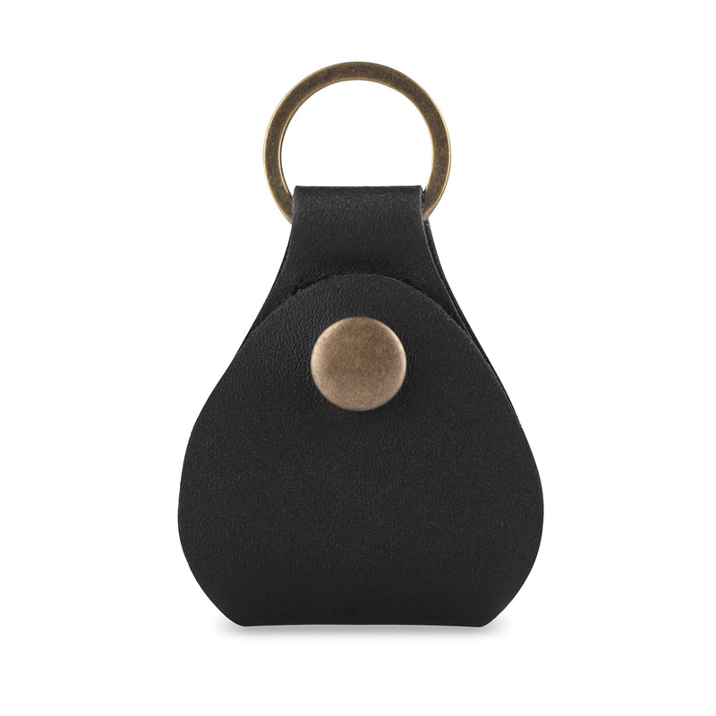 Leather Guitar Pick Holder Keychain, Guitar Pick Holder Case Bag, Plectrum Key Fob Cases Bag, Gift for Guitar Players (Black) Black