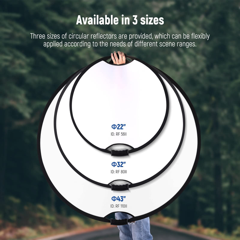 NEEWER 32"/80cm Light Reflector with Handle Grip with 3/8" Thread, 5 in 1 Collapsible Disc Light Diffuser Translucent/Silver/Gold/White/Black for Photography Lighting, Outdoor Lighting, RF-80II