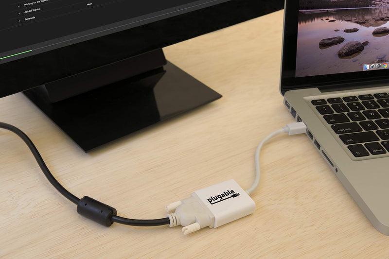 Plugable Mini DisplayPort (Thunderbolt 2) to DVI Adapter (Supports Mac, Windows, Linux Systems and Displays up to 1920x1200@60Hz, Passive).