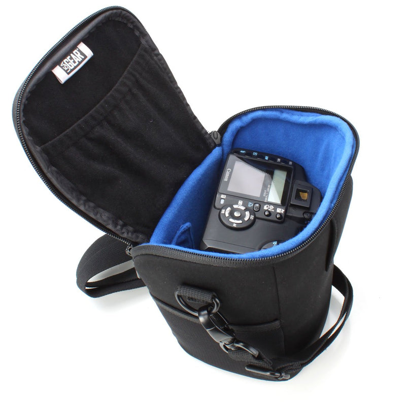 USA Gear SLR Camera Small Case Bag for Men and Women with Top Loading Accessibility, Adjustable Shoulder Sling, Padded Handle - Comfortable, Durable and Light Weight for Nikon, Canon, etc (Black) Black