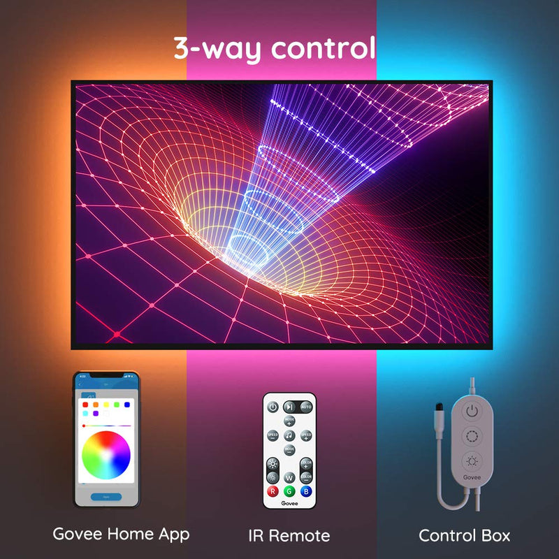 Govee TV Light Strip, 9.8 Feet RGB with Remote & App Control, Music Sync for TVs, PC Gaming, USB